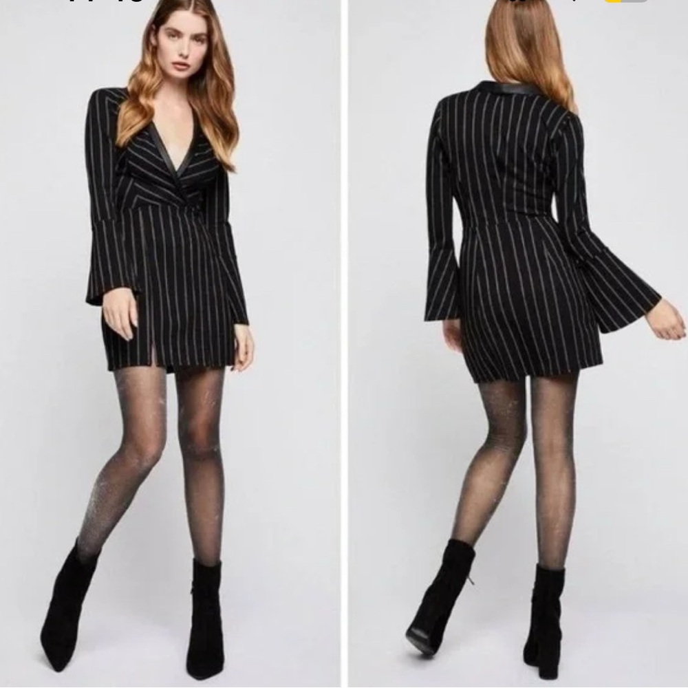 BCBGeneration Black and White Bell Sleeve Sheath Dress